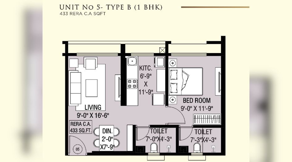 Omkaar-The-Grand-Floor-Plan-1 BHK-433 Sqft